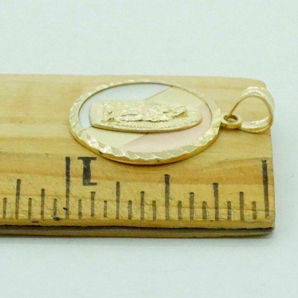 14k Multi-Tone Gold Religious Pendant Estate Sale Jewelry 1.10 inches - Picture 4 of 4